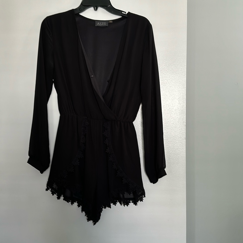 Black long sleeve romper, ASTR size small